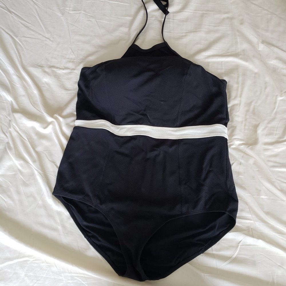 torrid Black White Halter Swimsuit with Bra